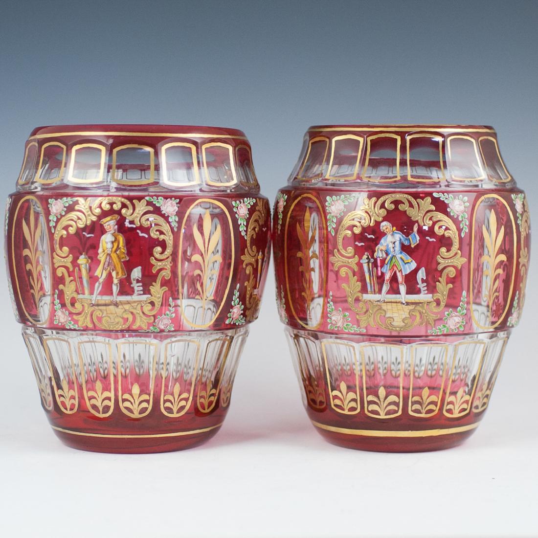 Moser Enameled Cut to Clear Crystal Vases (1 of 4)