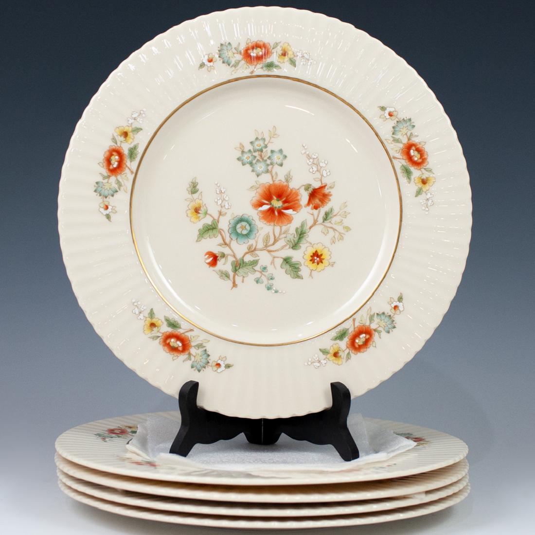 (5 Pc) Set Of Lenox "Temple Blossom" Dinner Plates (1 of 4)