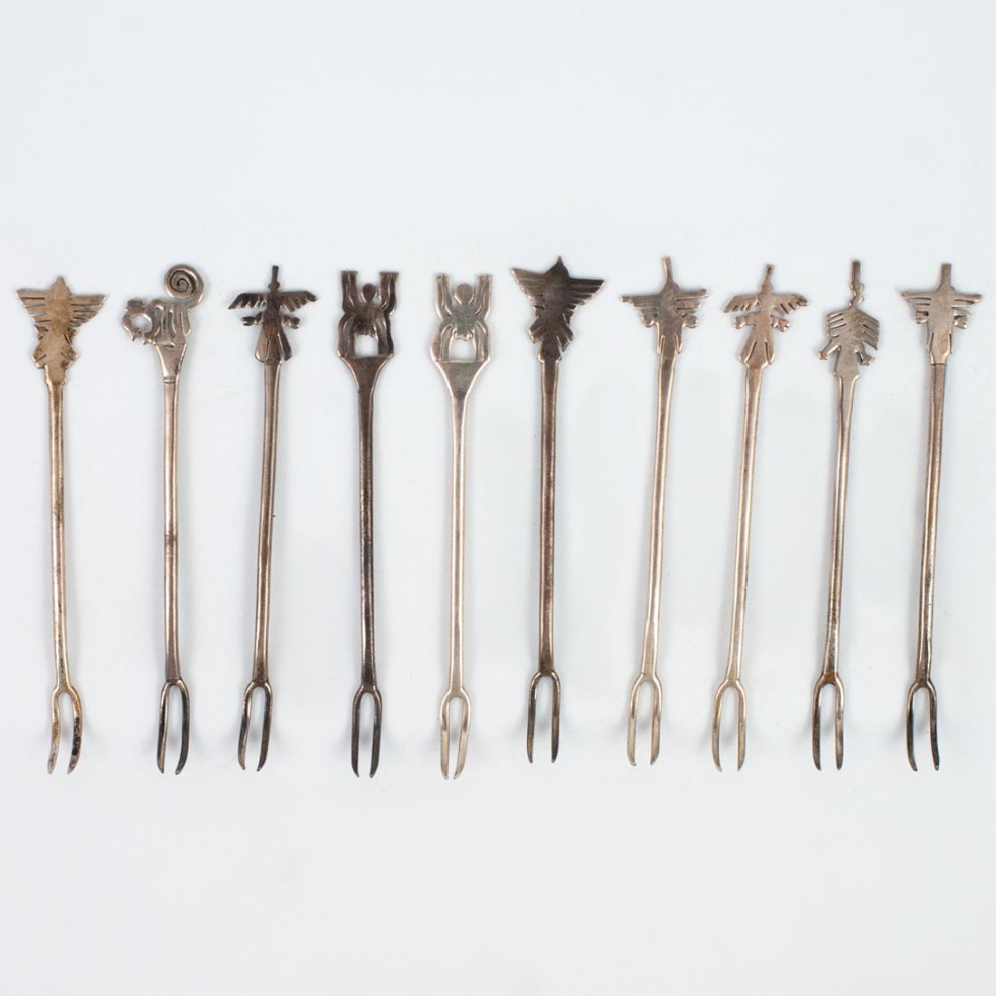(10 Pc) Sterling Silver Pickle Forks (1 of 4)