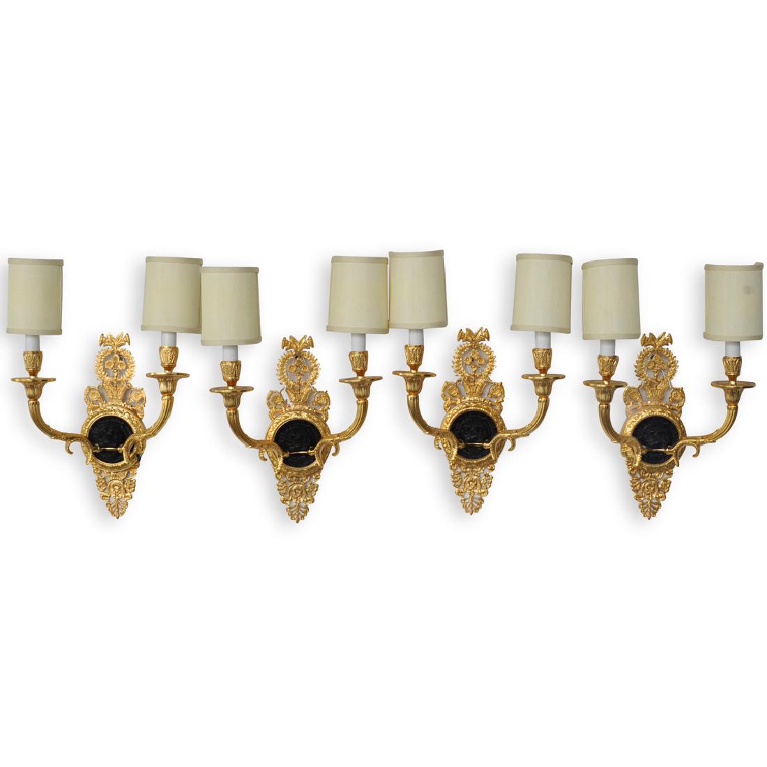 (4 Pc) French Empire Gilt Bronze Sconces (1 of 3)