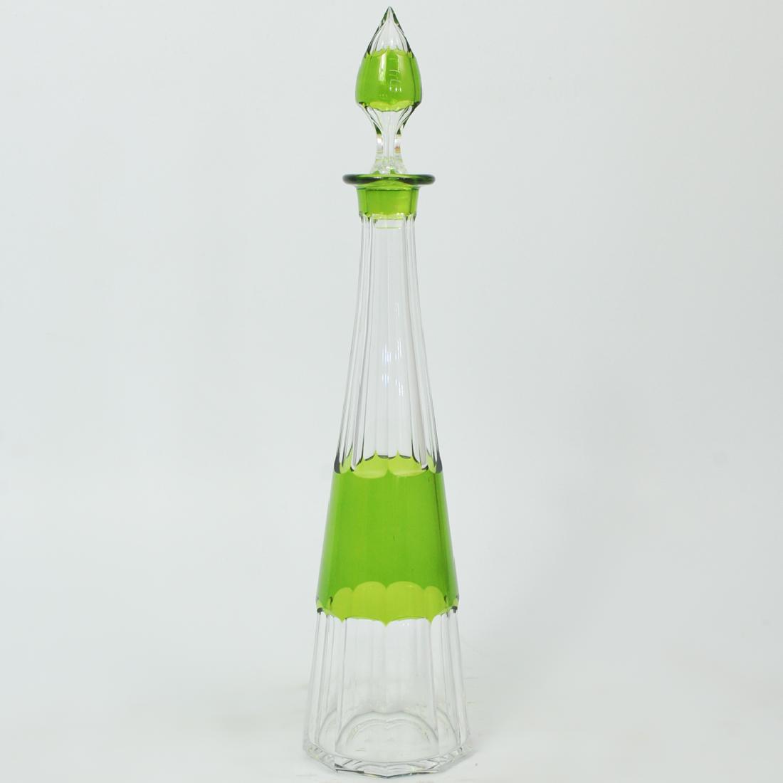 Green Cut to Clear Glass Decanter (1 of 3)