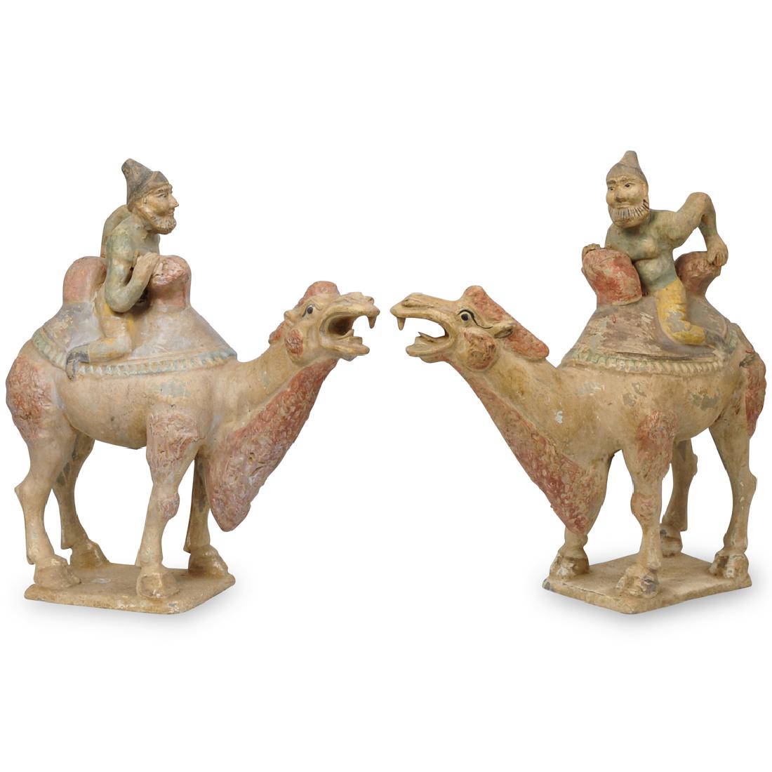 Pair of Chinese Ceramic Camels with Rider (1 of 7)