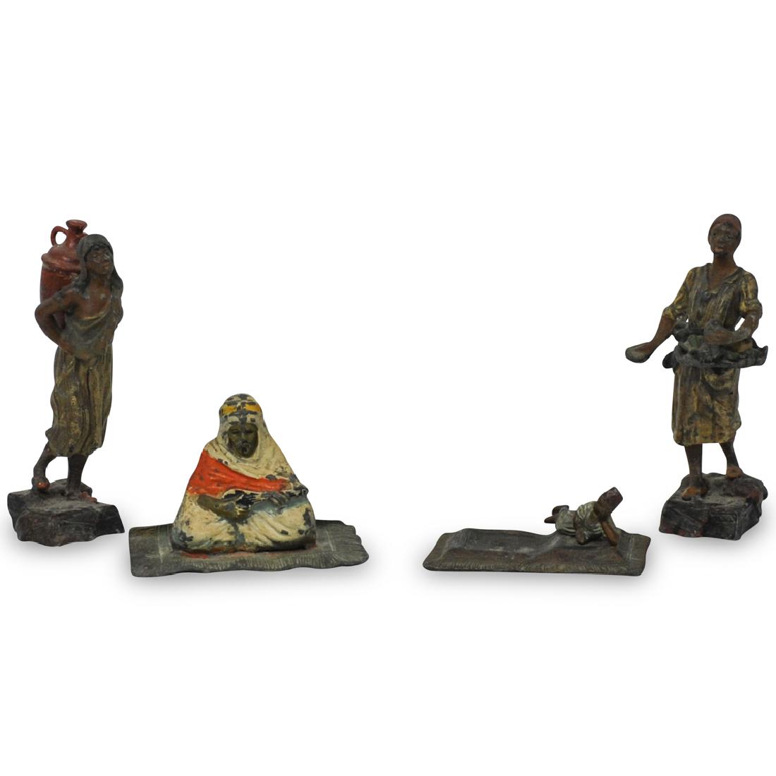 (4 Pc) Oriental Cold Painted Spelter Figurines (1 of 6)