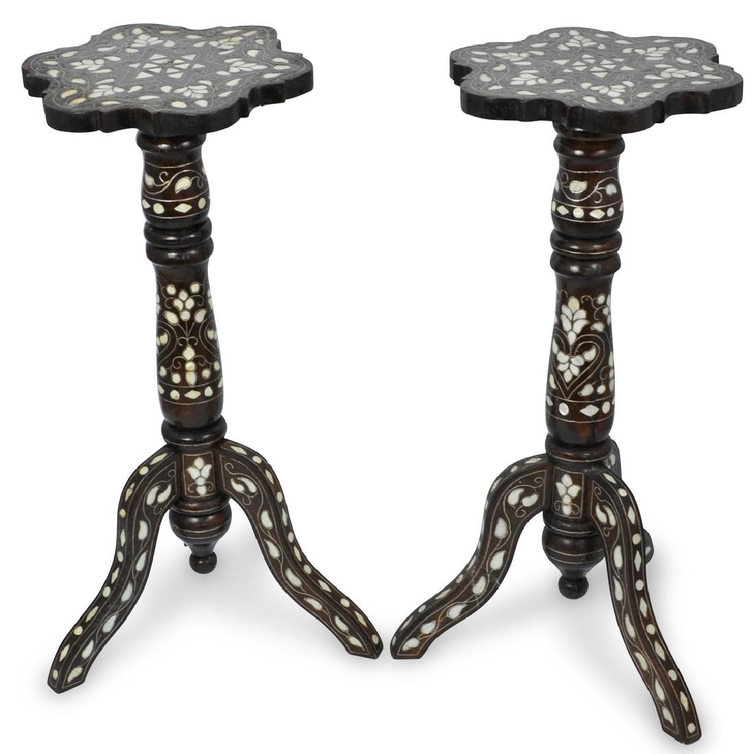 Pair of Wood and Pearl Inlaid Stands (1 of 7)