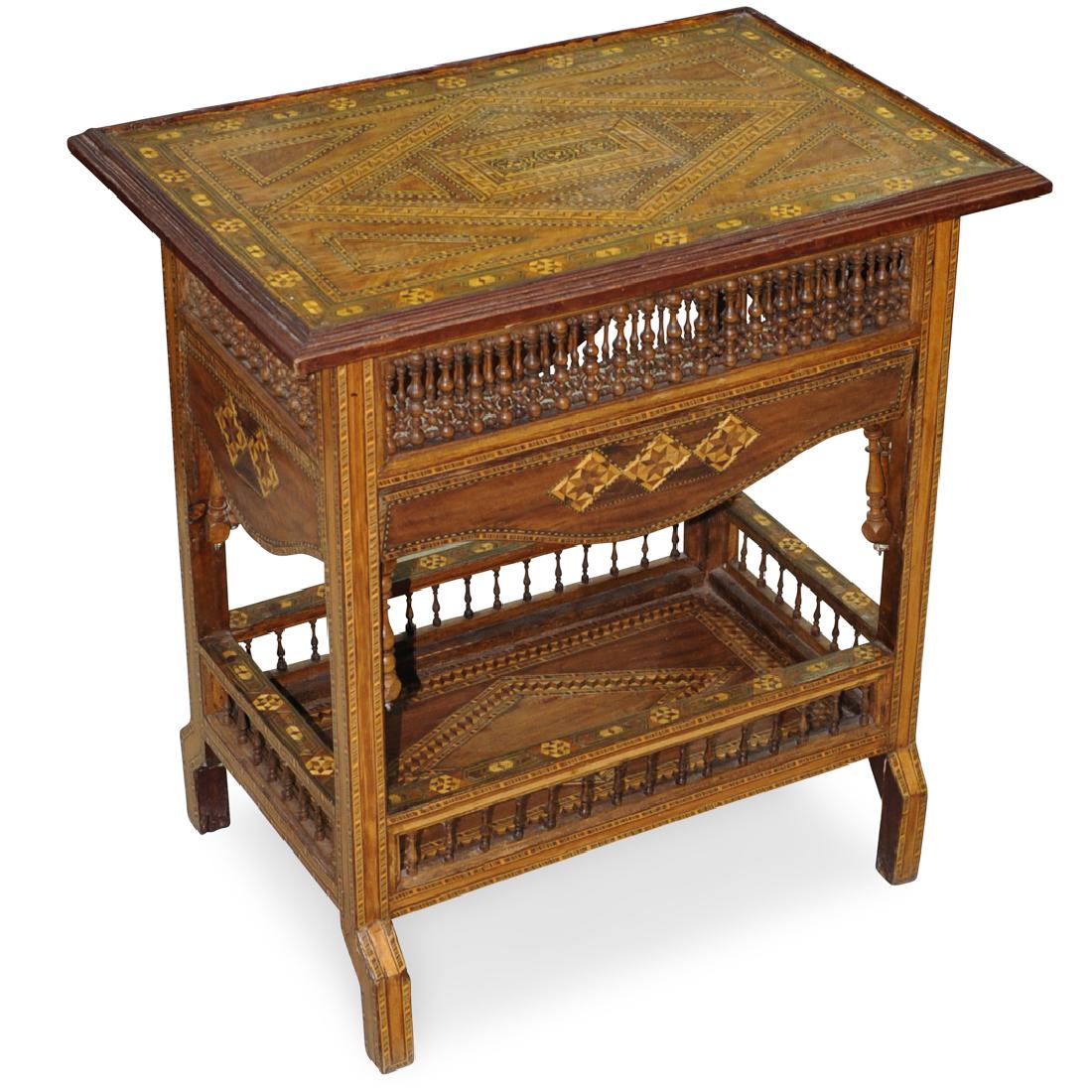 Moroccan Marquetry Wood Inlaid Side Table (1 of 9)