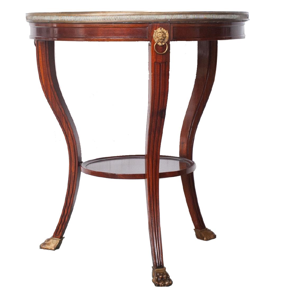 Antique Wooden Marble Top Round Table (1 of 4)