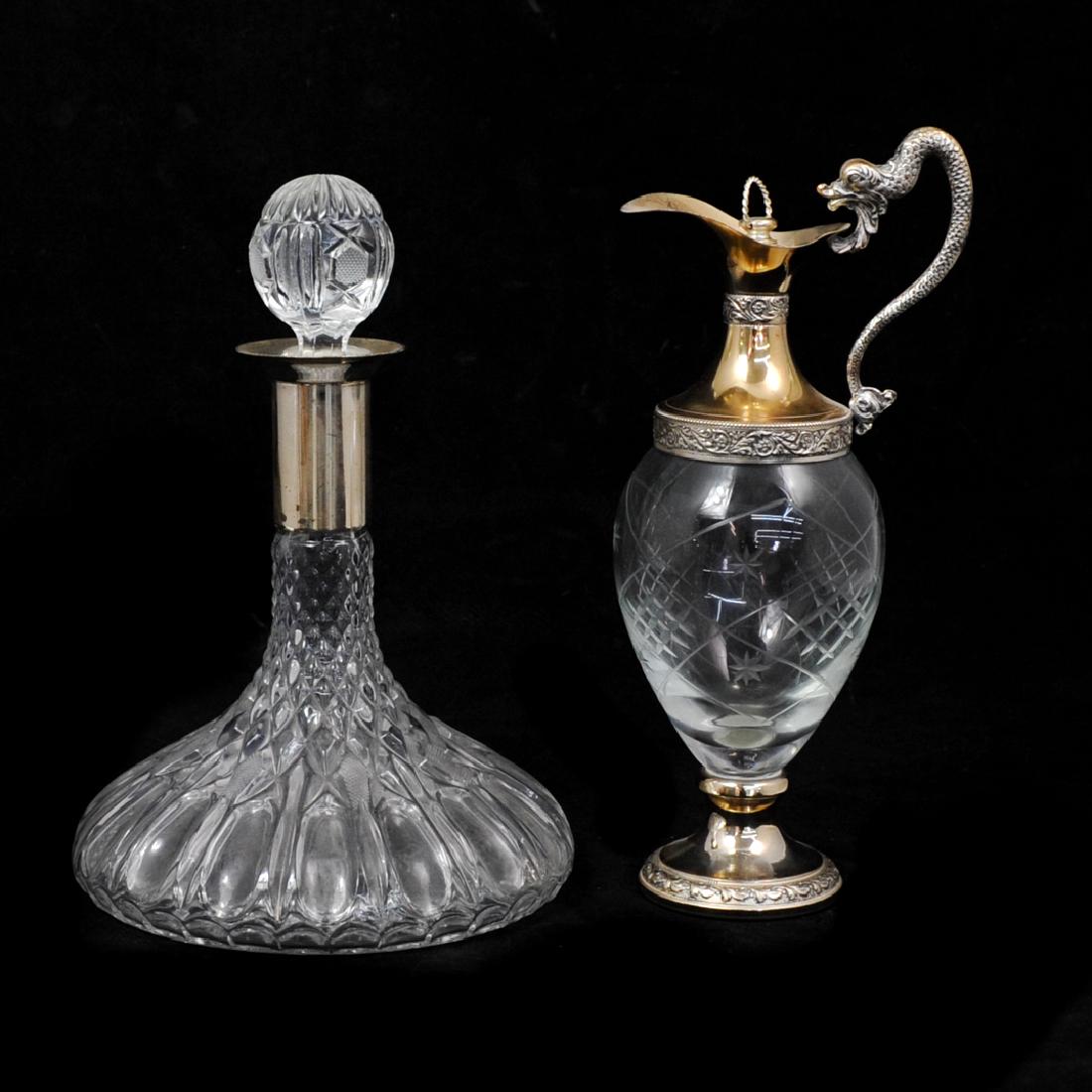 (2 Pc) Italian Glass and Silverplated Barware (1 of 7)
