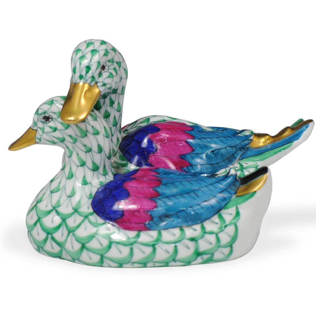 Herend Porcelain Green Fishnet Double Ducks (1 of 3)
