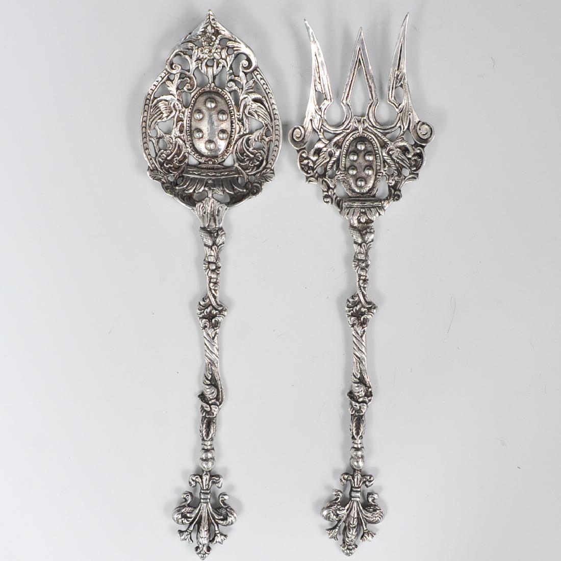 (2 Pc) Sterling Baroque Knife and Spoon (1 of 6)