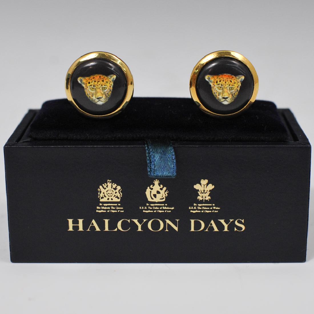 Halcyon Days Enamel "Leopard" Cufflinks (1 of 2)