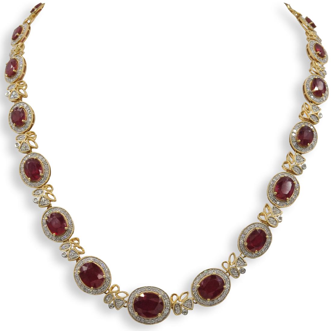 14k Gold, Ruby and Diamond Necklace (1 of 5)