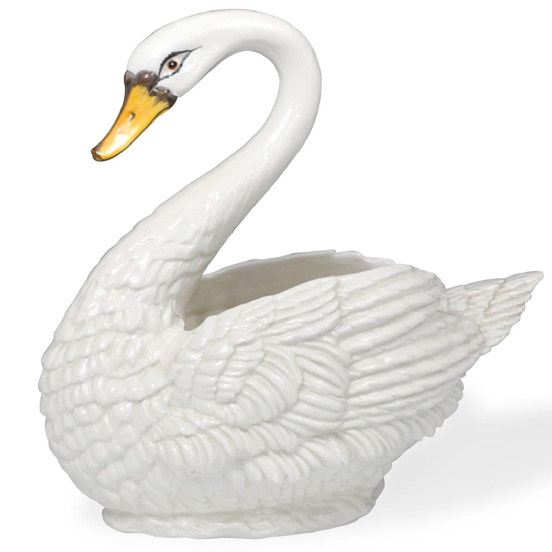 Italian Porcelain Swan Planter (1 of 4)