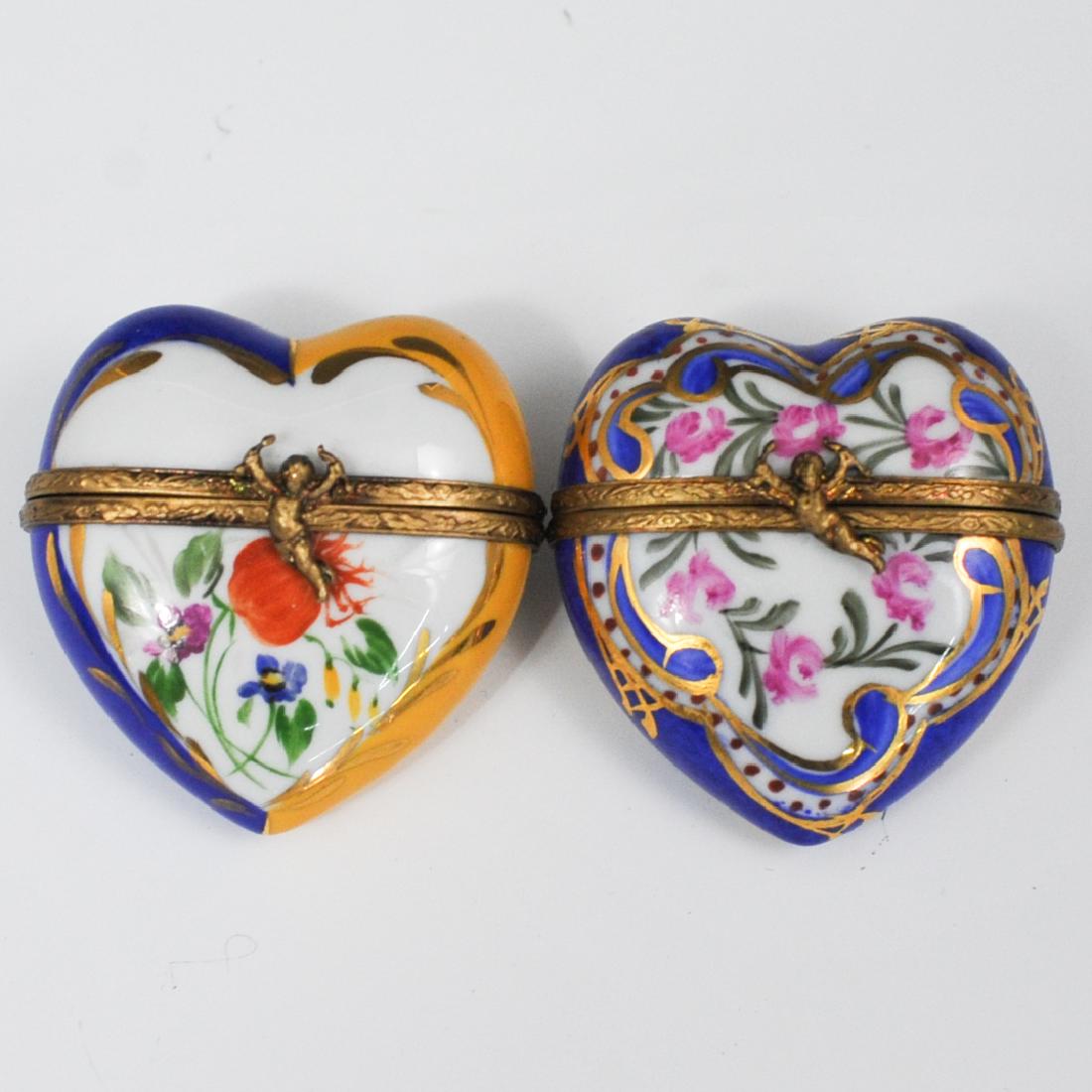(2 Pc) Limoges Porcelain Heart Pill Boxes (1 of 3)