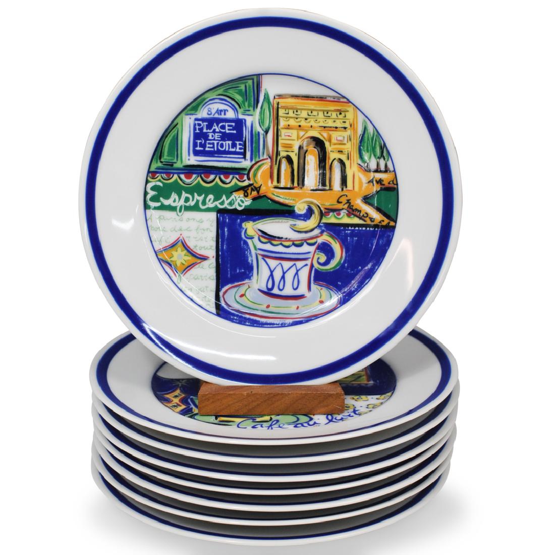 (8 Pc) Parisian Cafe Porcelain Plates (1 of 3)