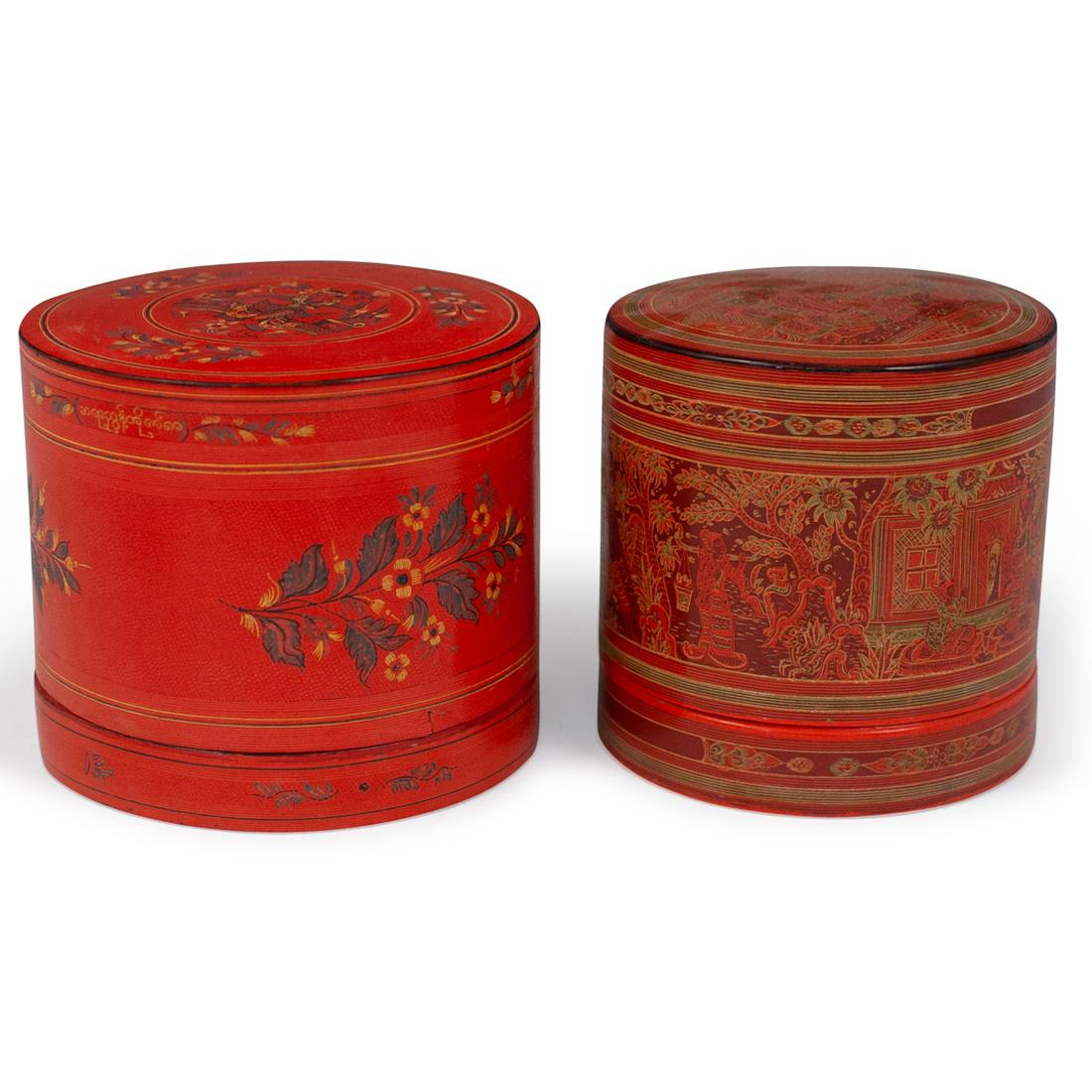 Two Antique Burmese Lacquer Betel Nut Boxes (1 of 6)