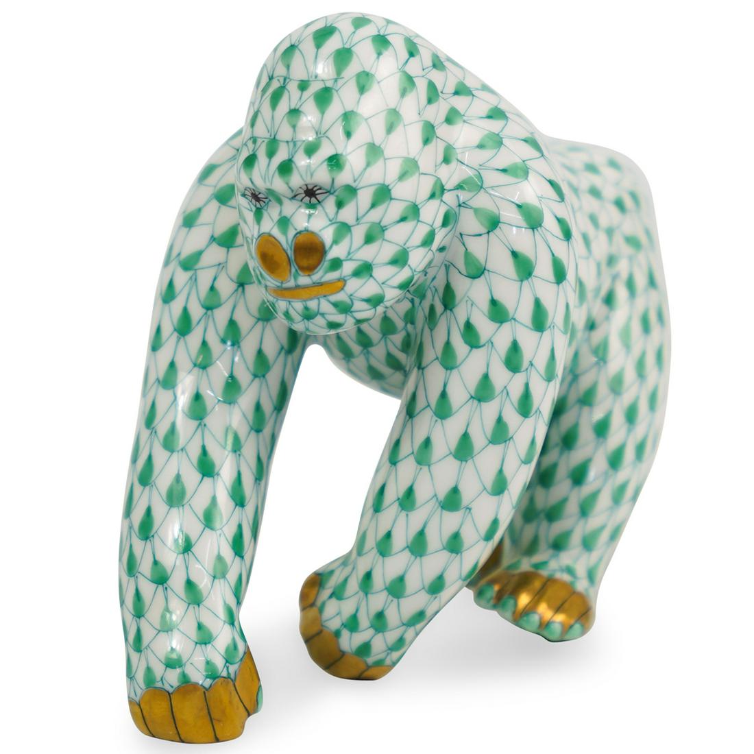 Herend Porcelain Fishnet Gorilla Figurine (1 of 3)