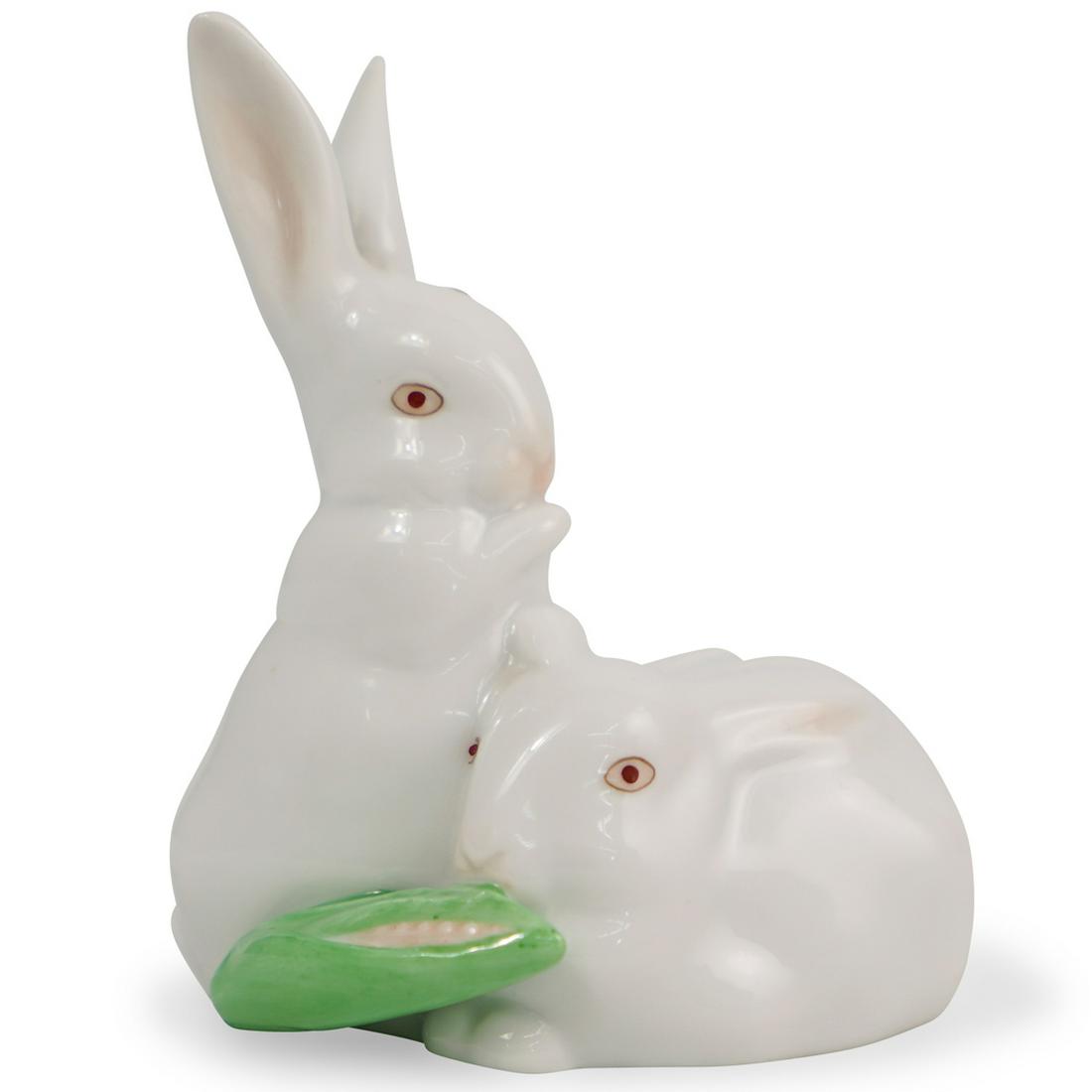 Herend Porcelain Naturalistic Rabbits (1 of 4)