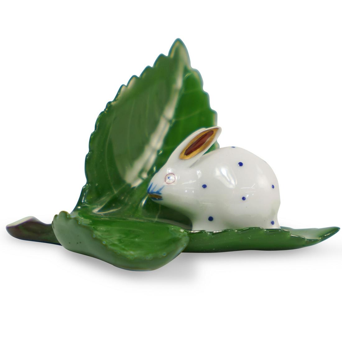 Herend Porcelain Rabbit on Leaf (1 of 3)