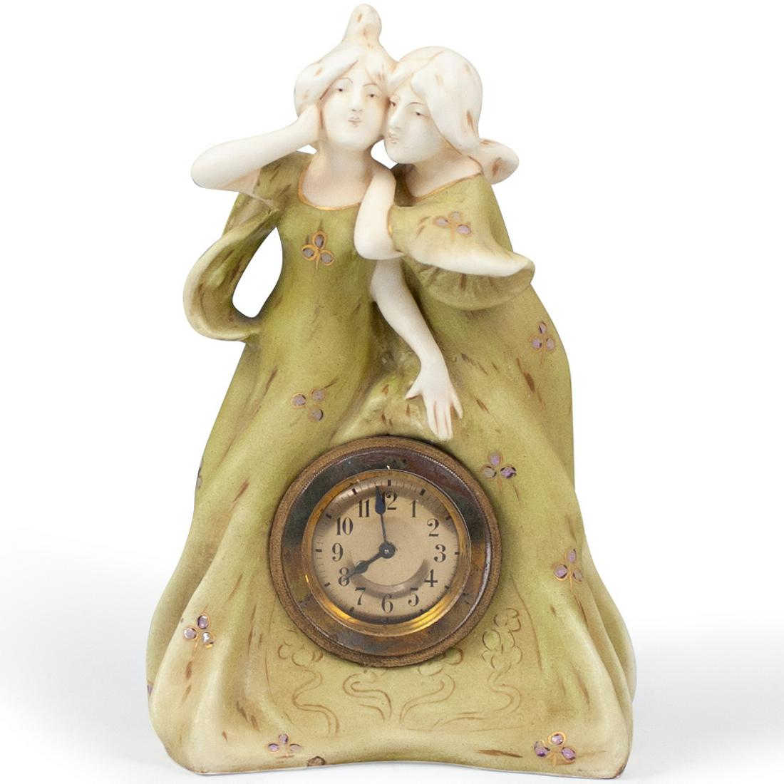 Royal Dux Style Figural Clock (1 of 4)