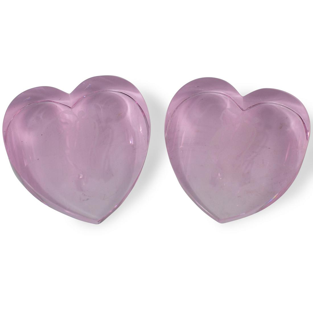 (2 Pc) Crystal Heart Paperweights (1 of 2)