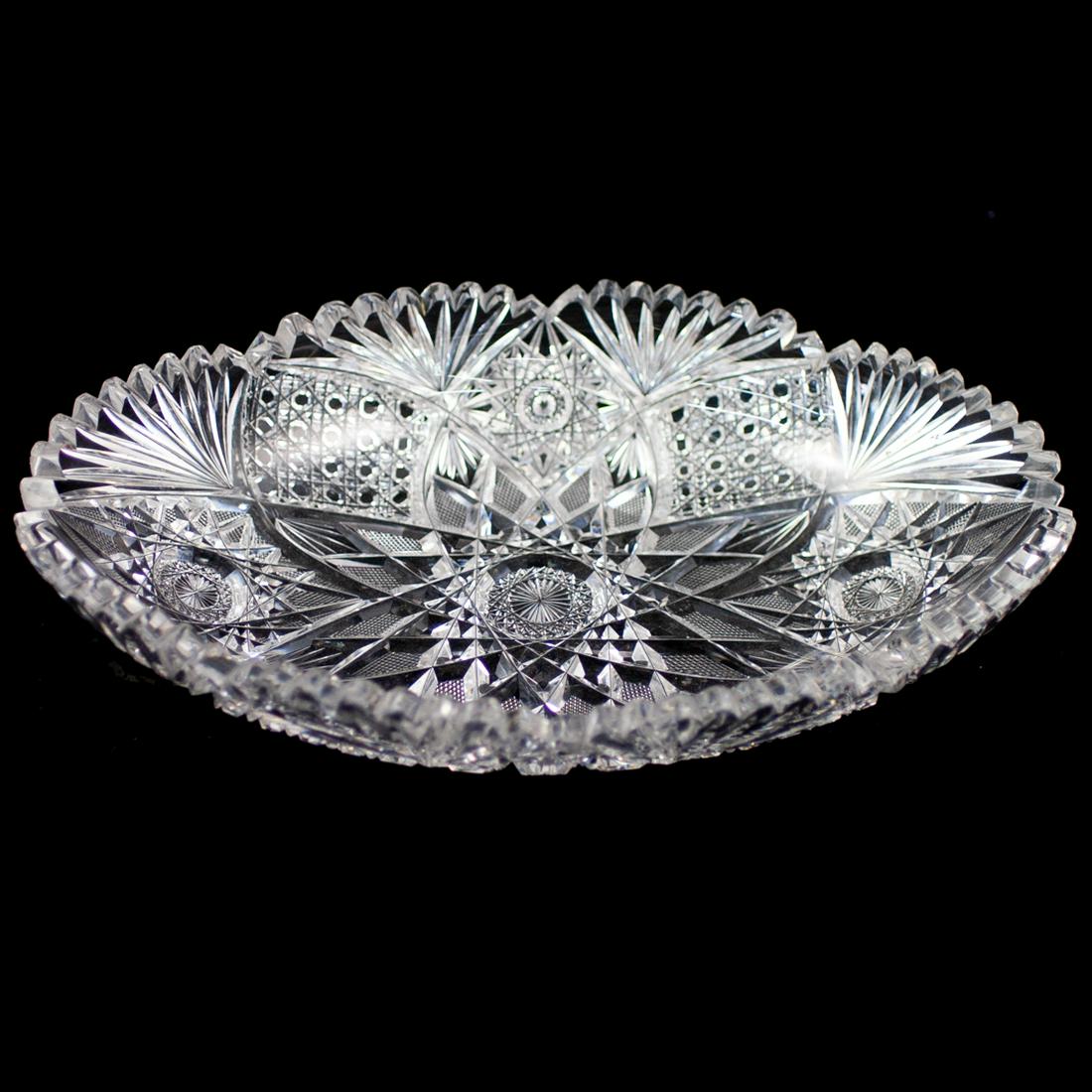 American Brilliant Cut Glass Serving Bowl (1 of 3)