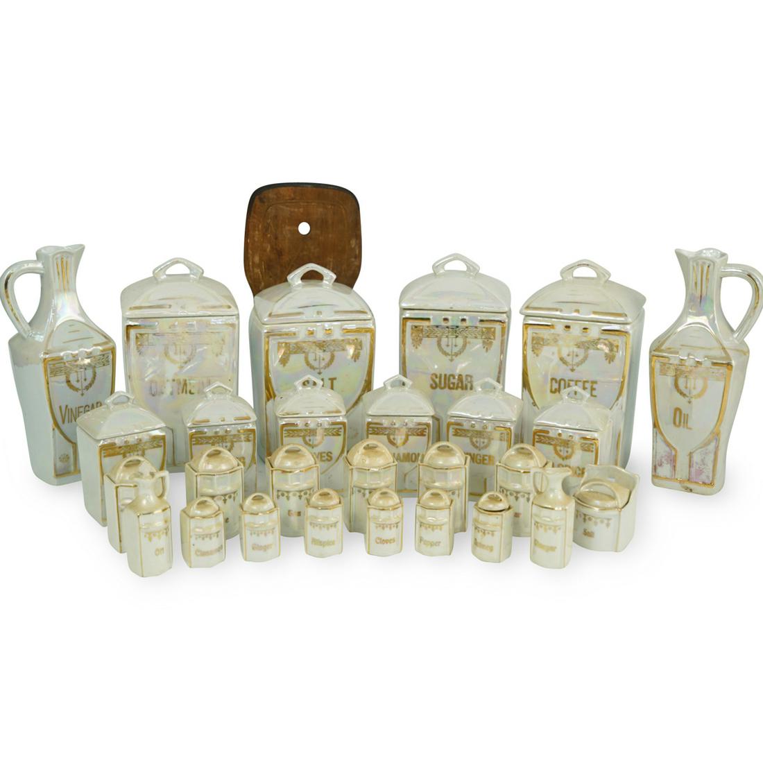 (27 Pc) Antique German Porcelain Apothecary Spice Set (1 of 5)