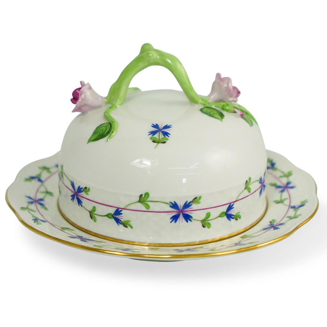 Herend Porcelain "Blue Garland" Butter Dish (1 of 4)