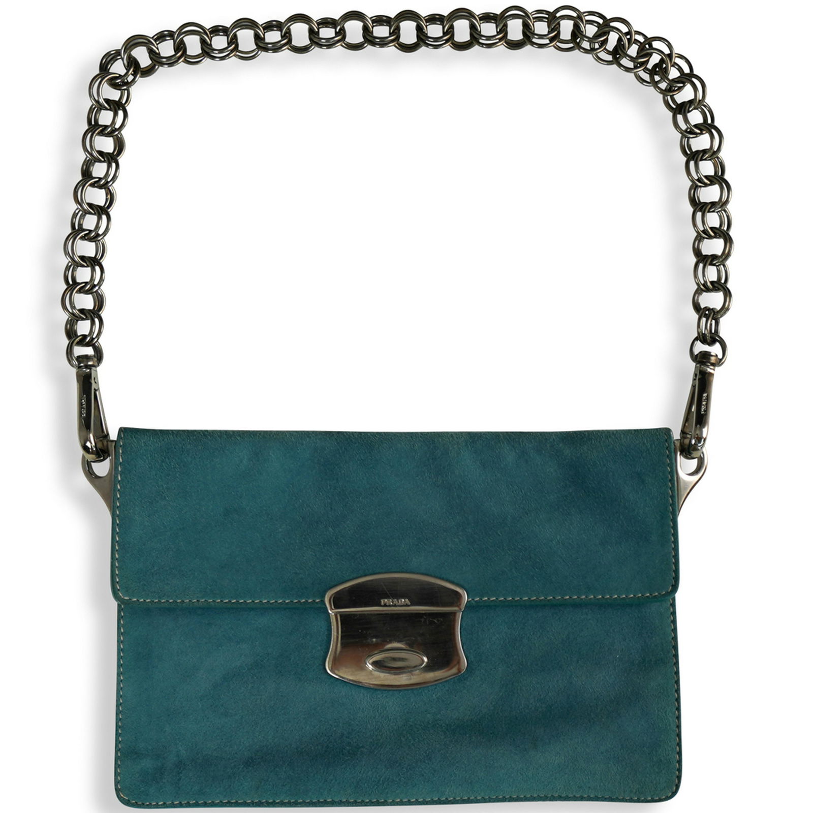 Prada Blue Suede Wallet on Chain (1 of 6)