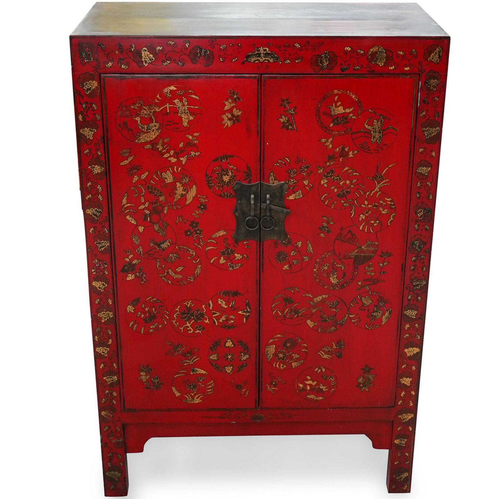 Chinese Carved Red Lacquer Cabinet (1 of 7)