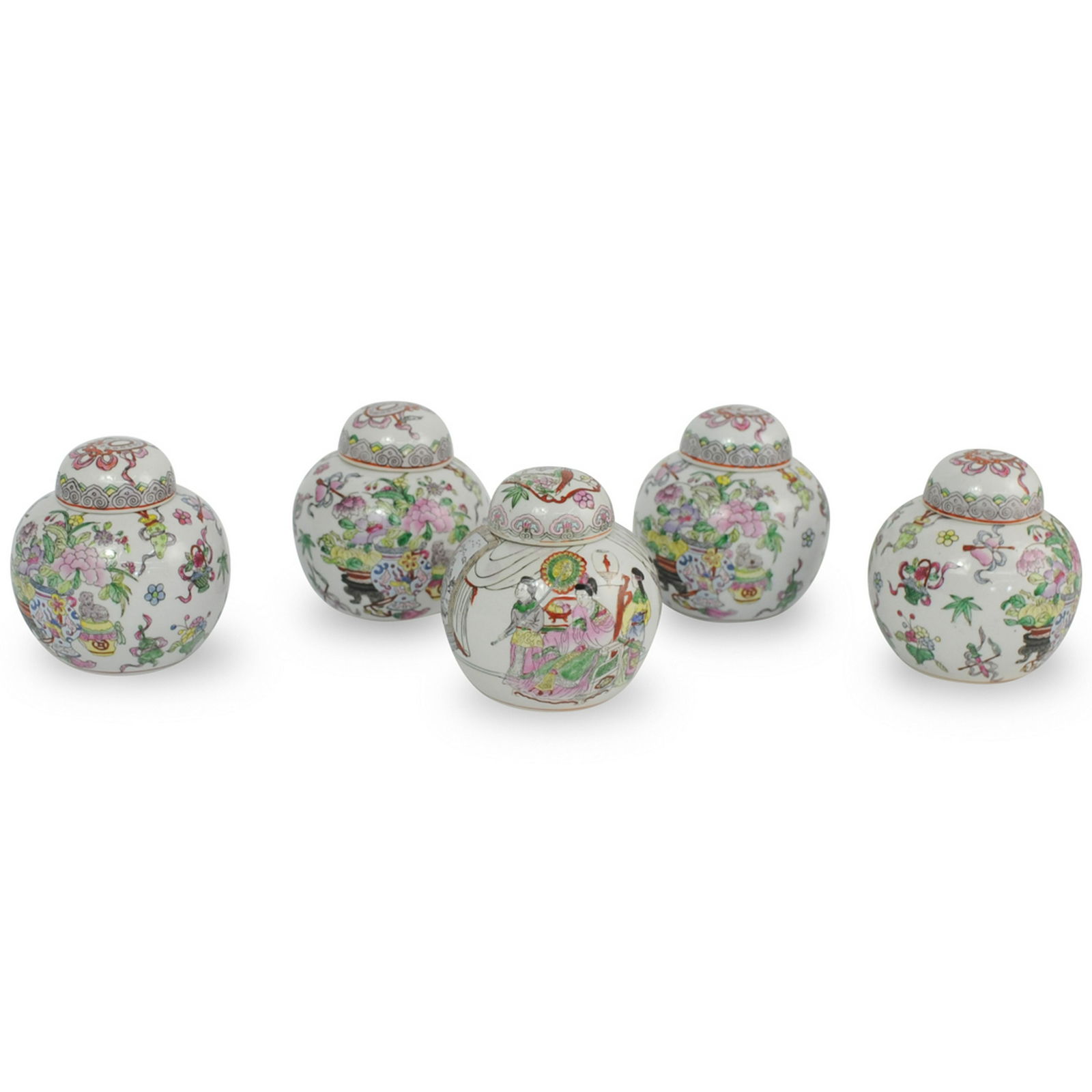 (5 Pc) Chinese Porcelain Ginger Jars (1 of 5)