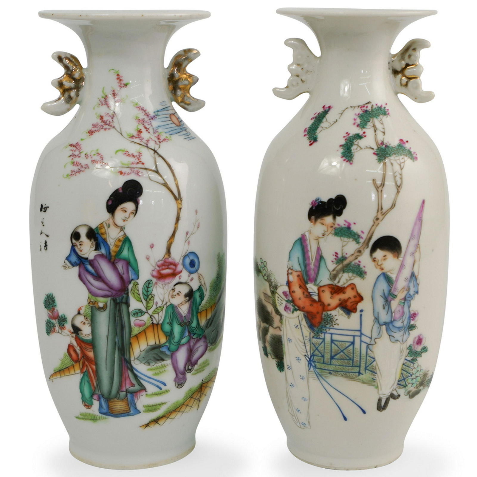 Pair of Chinese Republic Famille Rose Vases (1 of 6)