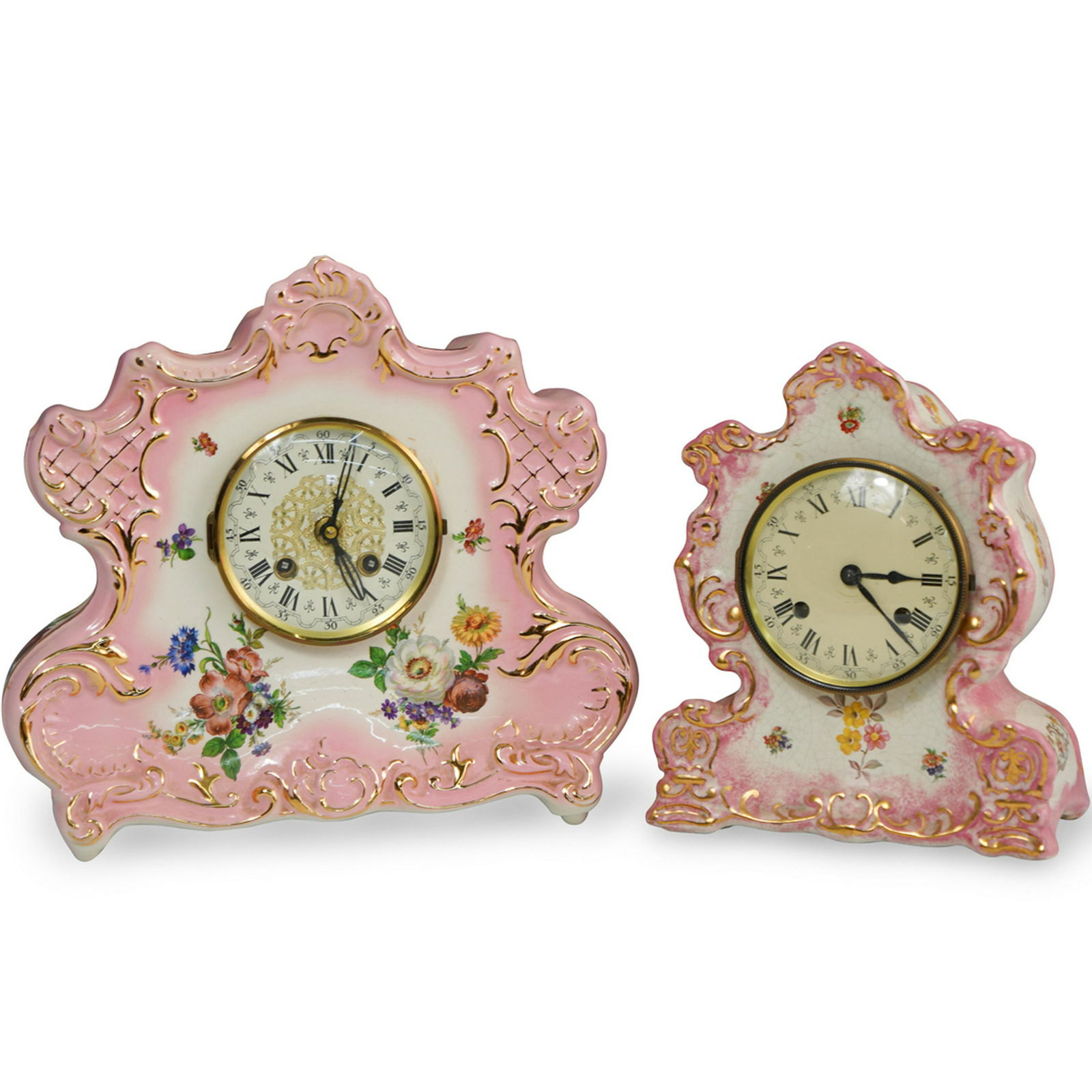 (2 Pc) German Porcelain Clocks (1 of 9)