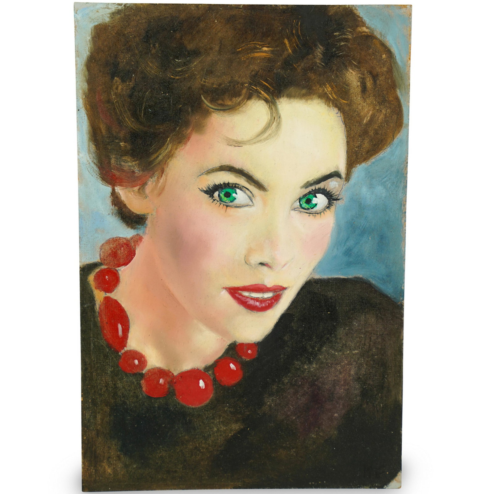 Marc Olivier Gregoire (French, 1897-1991) Painting: DESCRIPTION: An oil on panel painting by prominent French painter, Marc-Olivier Gregoire. Depicts a facial portrait. Signed lower right "MG" CIRCA: 20th Century ORIGIN: France DIMENSIONS: H. 13" x W. 