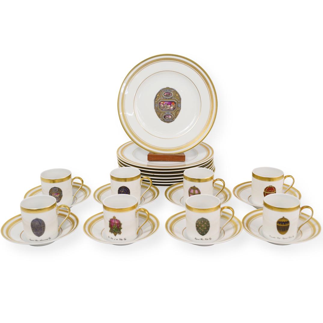 (24 Pc) Limoges "Faberge" Porcelain Tea Service (1 of 8)