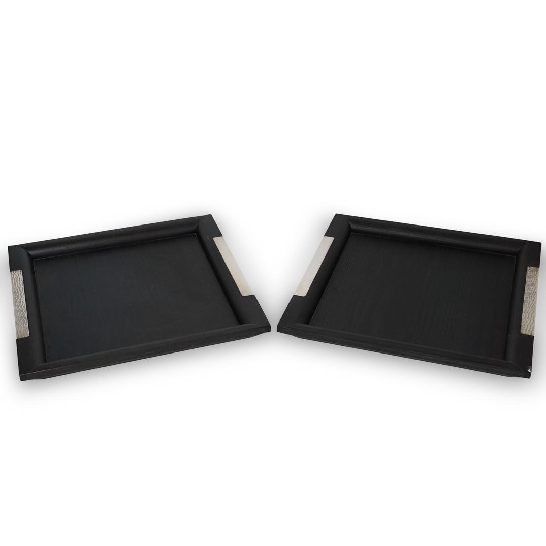 (2 Pc) Christofle Sterling and Wood Trays (1 of 6)