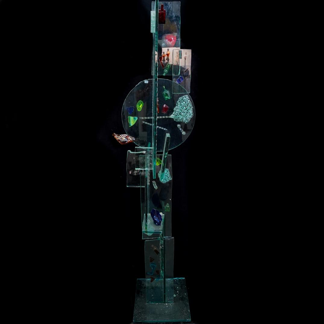 Signed Glass Geometric Sculpture (1 of 7)