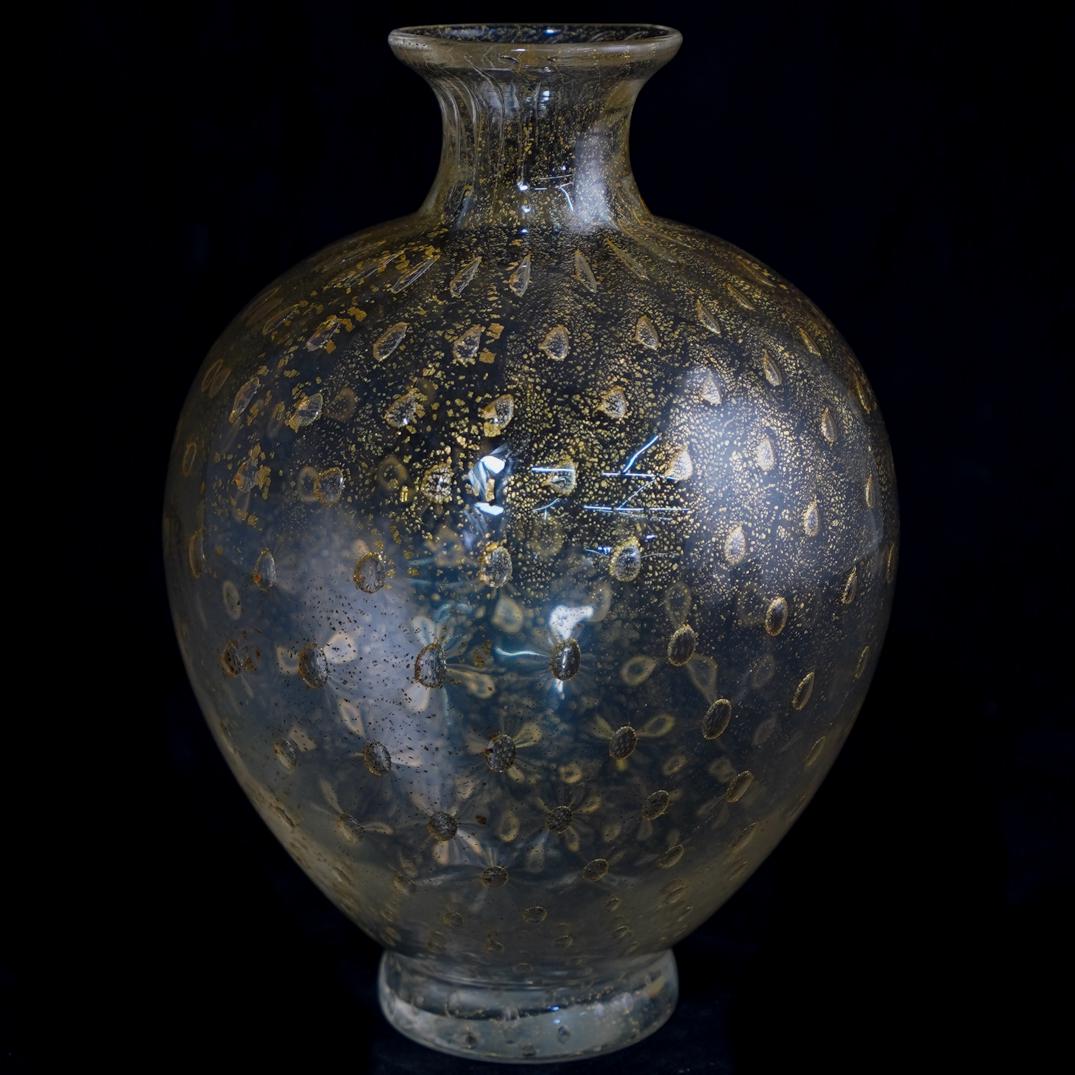 Signed Venetian Art Glass Gold Flecks Vase (1 of 4)