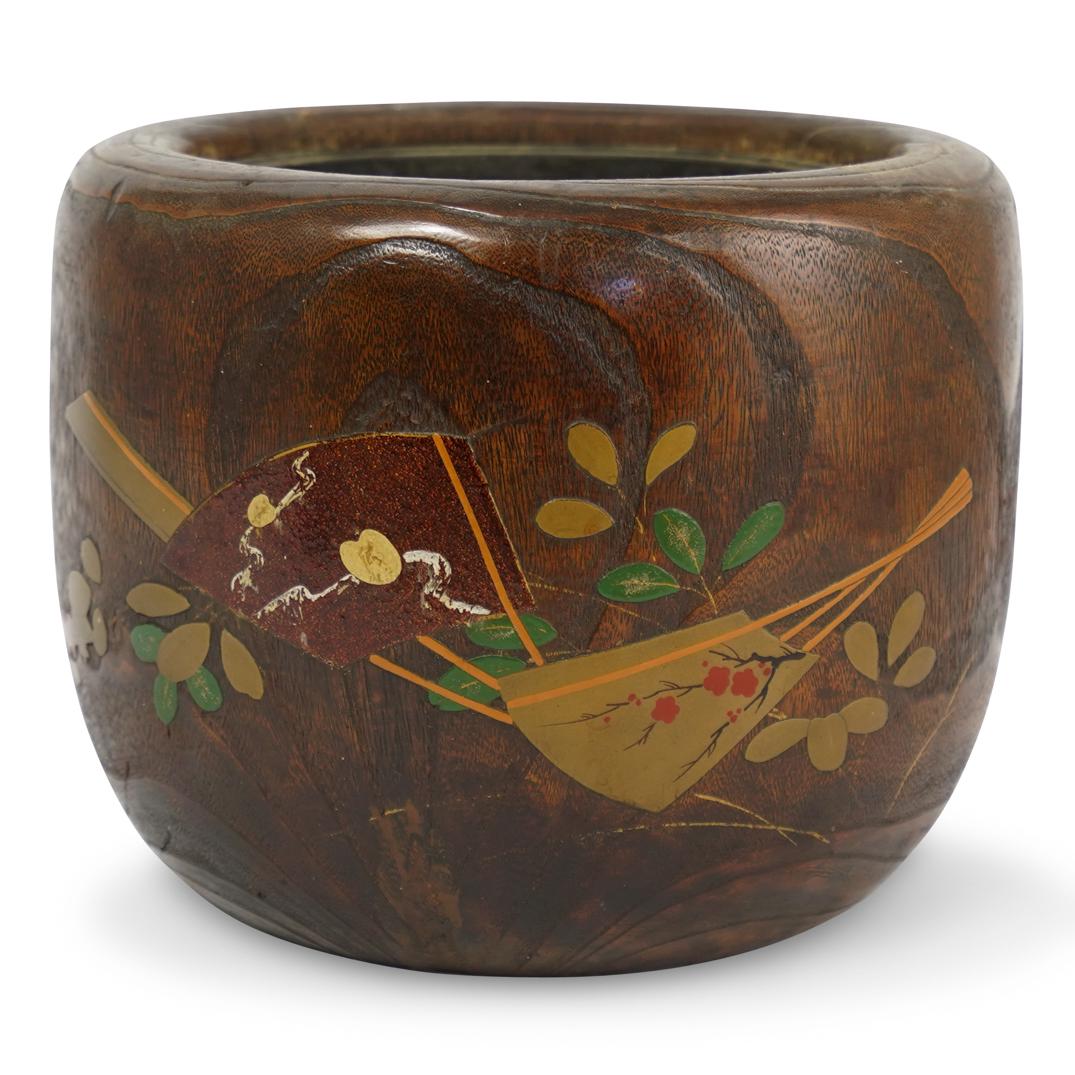 Antique Japanese Inlaid Wood Hibachi (1 of 4)