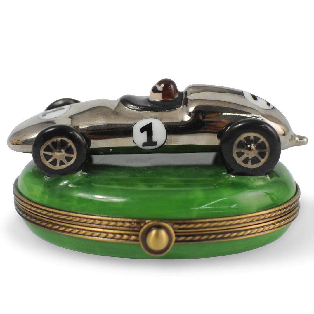 Limoges Porcelain Race Car Trinket Box (1 of 3)