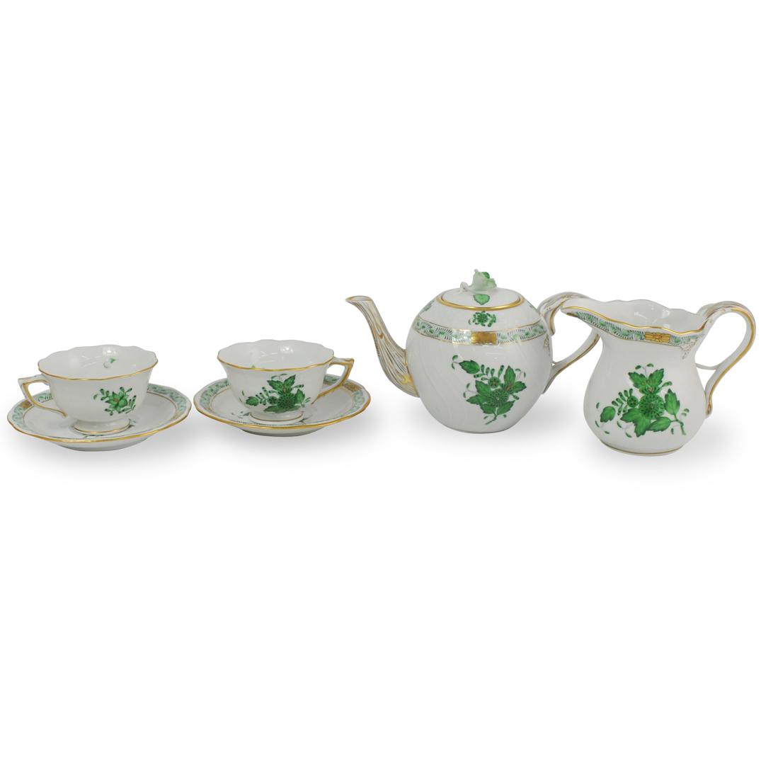 (4 Pc) Herend "Chinese Green Bouquet" Tea Service (1 of 6)