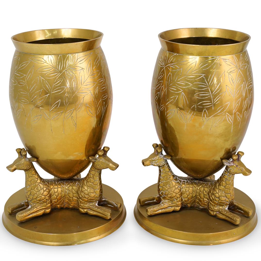Pair of Gilt Brass Stylized Urns (1 of 5)