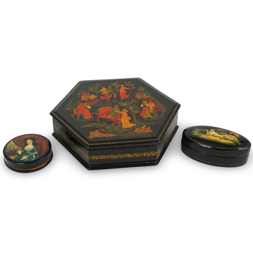 (3 Pc) Russian Lacquered Box (1 of 7)