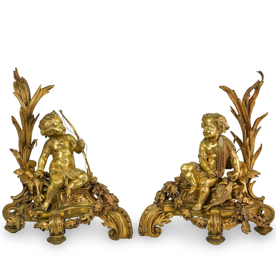 Pair of French Figural Bronze Andirons (1 of 7)