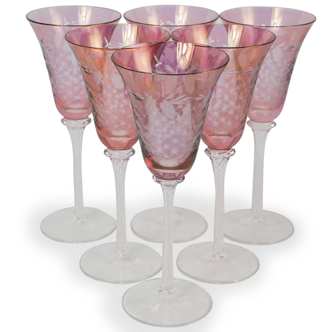 (6 Pc) Bohemian Clear to Color Crystal Stemware (1 of 3)