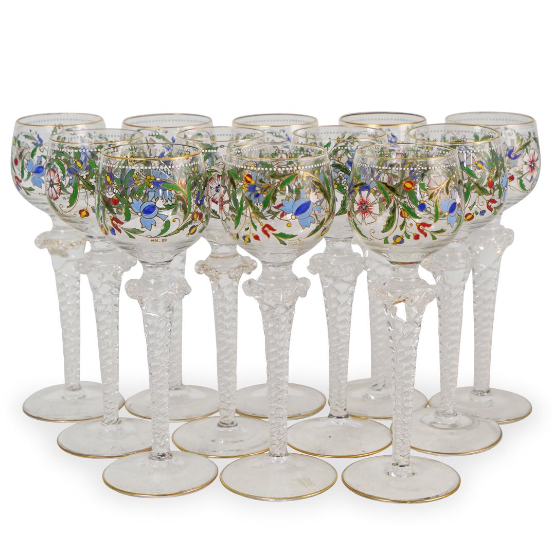 (12 Pc) Painted Enameled Stemware (1 of 5)
