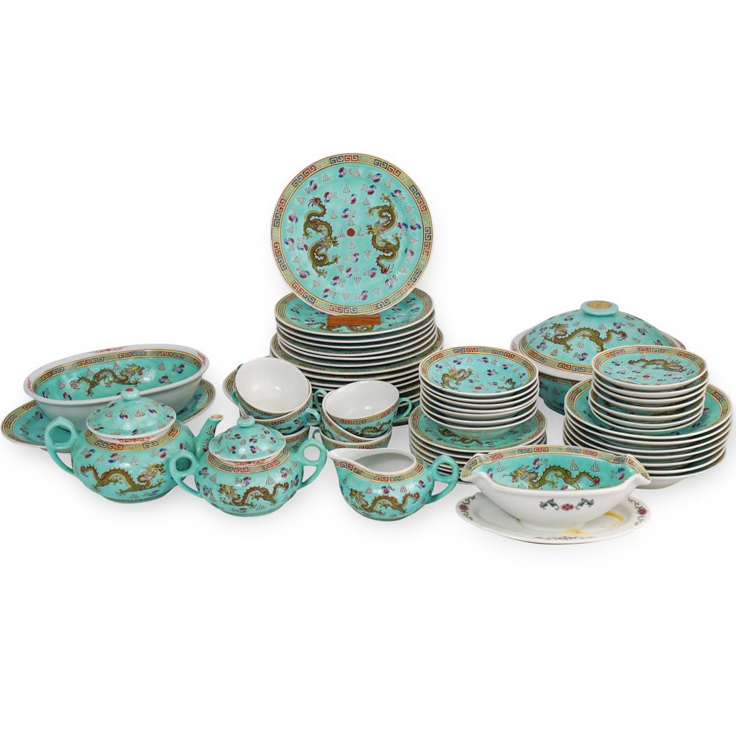 (57 Pc) Chinese Porcelain Enamel Dinner Service (1 of 12)