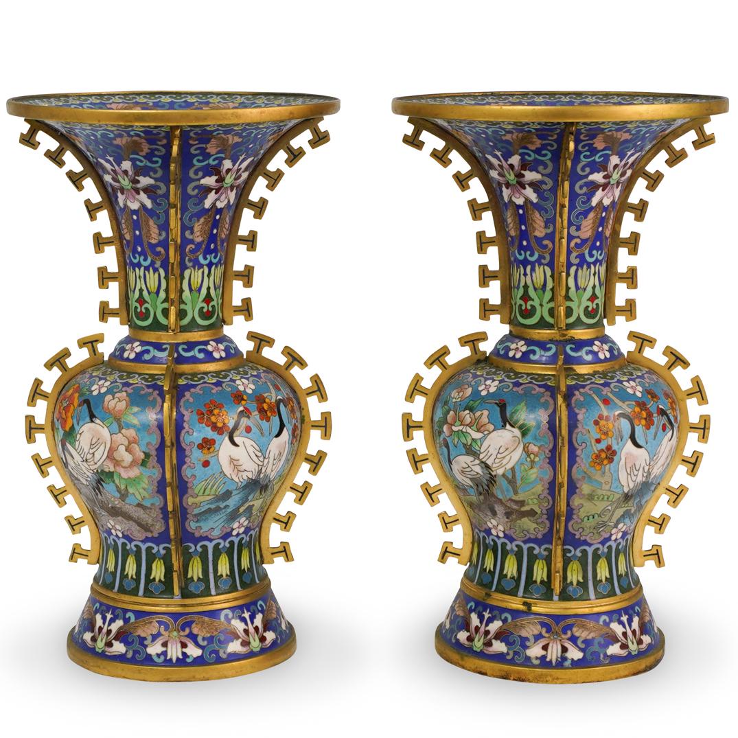 Pair Of Chinese Enamel Cloisonne Bronze Vase (1 of 7)