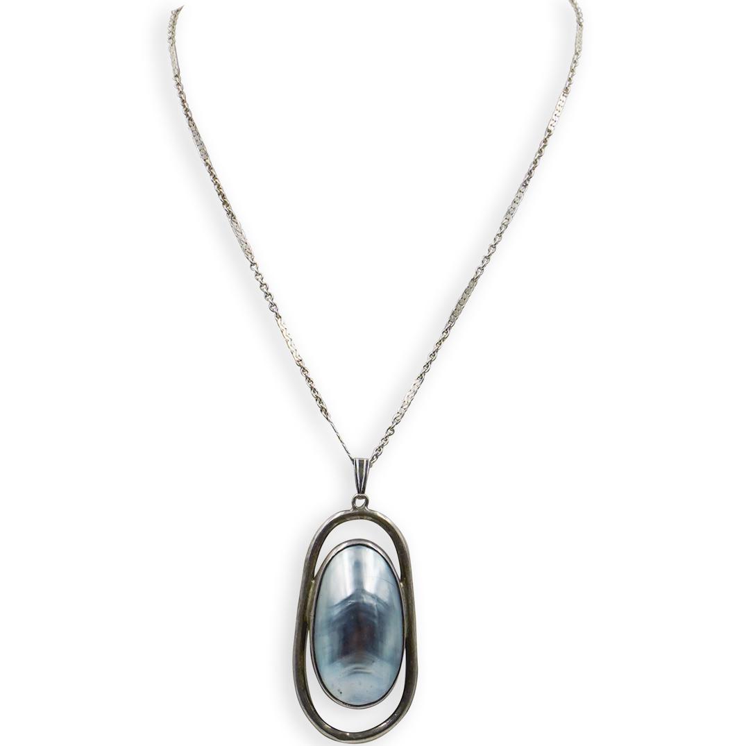 Mexican Sterling Silver Abalone Pendant and Chain (1 of 4)