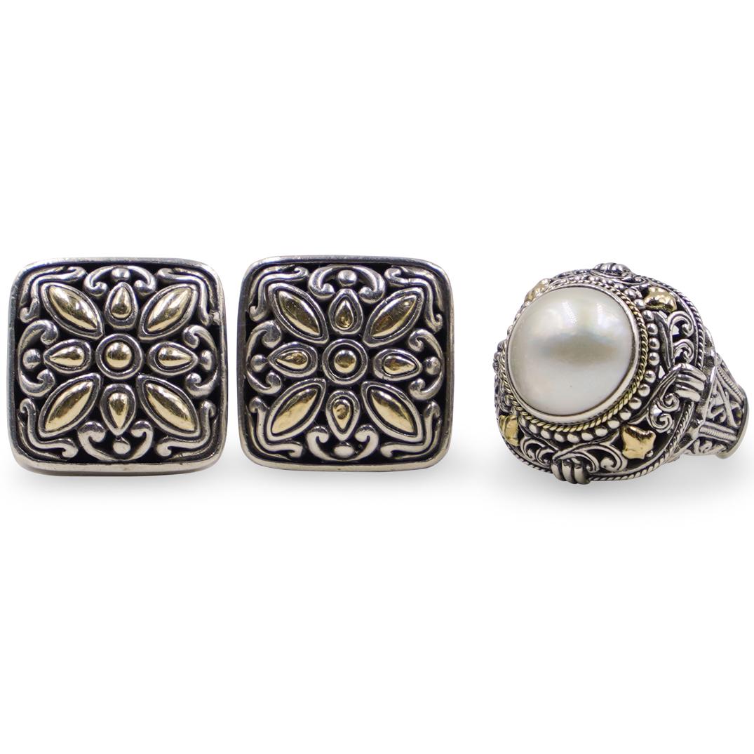 (3 Pc) John Hardy 18k Gold and Sterling Silver Set (1 of 5)