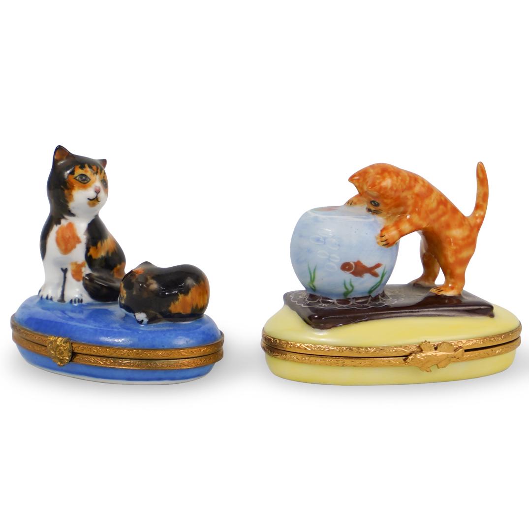 (2 Pc) Limoges Porcelain Cat Pill Boxes (1 of 7)